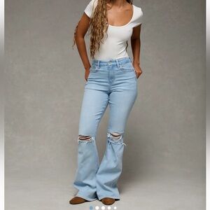 Light Blue Distressed Women's flare jeans